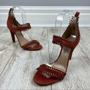 Chloe 36 suede brown orange unworn sandals heels